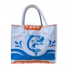 Beadbags Shopper Bag Ri94 weiß mit blauen Fisch vorderseite
