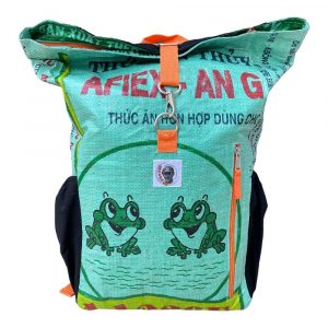 Beadbags Ri100 Rucksack mit Flaschenhalter mittelgrün Frosch vorderseite