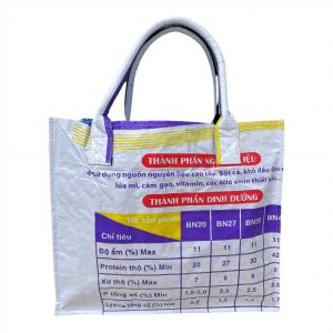 Beadbags Shopper Bag weiß mit lilia Fischen rückseite