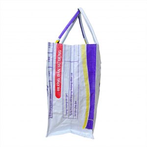 Beadbags Shopper Bag weiß mit lilia Fischen seitlich