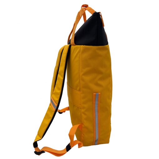 Beadbags Oceanbound nachhaltiger 2 in 1 Rucksack seitlich gelb