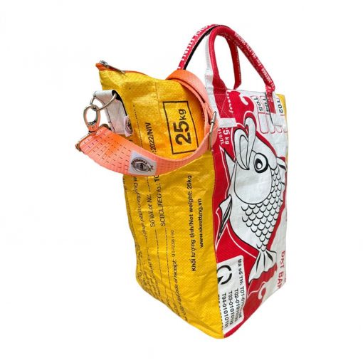 Beadbags kleine Universaltasche/Einkaufstasche gelb-weiß seitlich