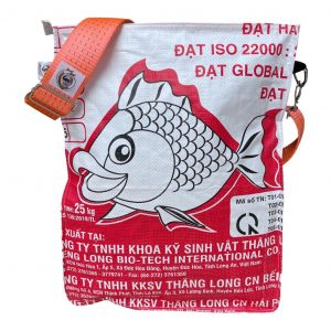 Beadbags Universaltasche rot mit weißen Fisch vorderseite