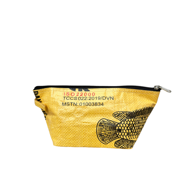 Beadbags Kosmetiktasche groß gelb aus recycelten Reissackmaterial