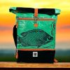 Beadbags Ri102 Rucksack mit Schuhfach in grün mit Goldfisch front