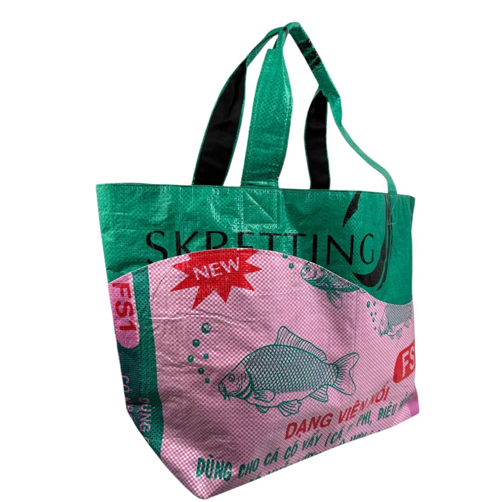 Beadbags Ri83 dunkelgrün pink kariert seitlich