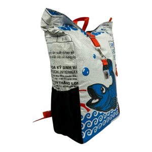 Beadbags Ri100 weiß blauer Fisch seitliche Ansicht