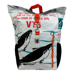 Beadbags Adventure Rucksack Ri100 weiß mit schwarzen Fischen