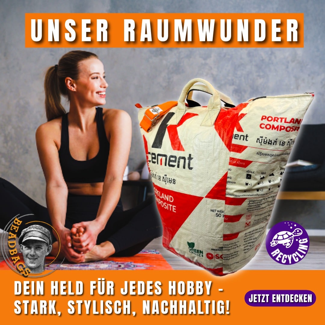 Beadbags Spacy neben Kamin und Sofa