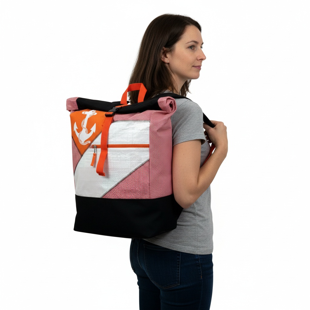 Beadbags Spacy Rucksack Ri104 rosa kariert /Patch weiß - Anker rosa