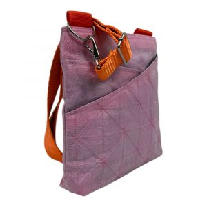 Alternative view of Schultertasche aus edlem Moskitonetz in rosa mit orangenem Schultergurt NET11TJ