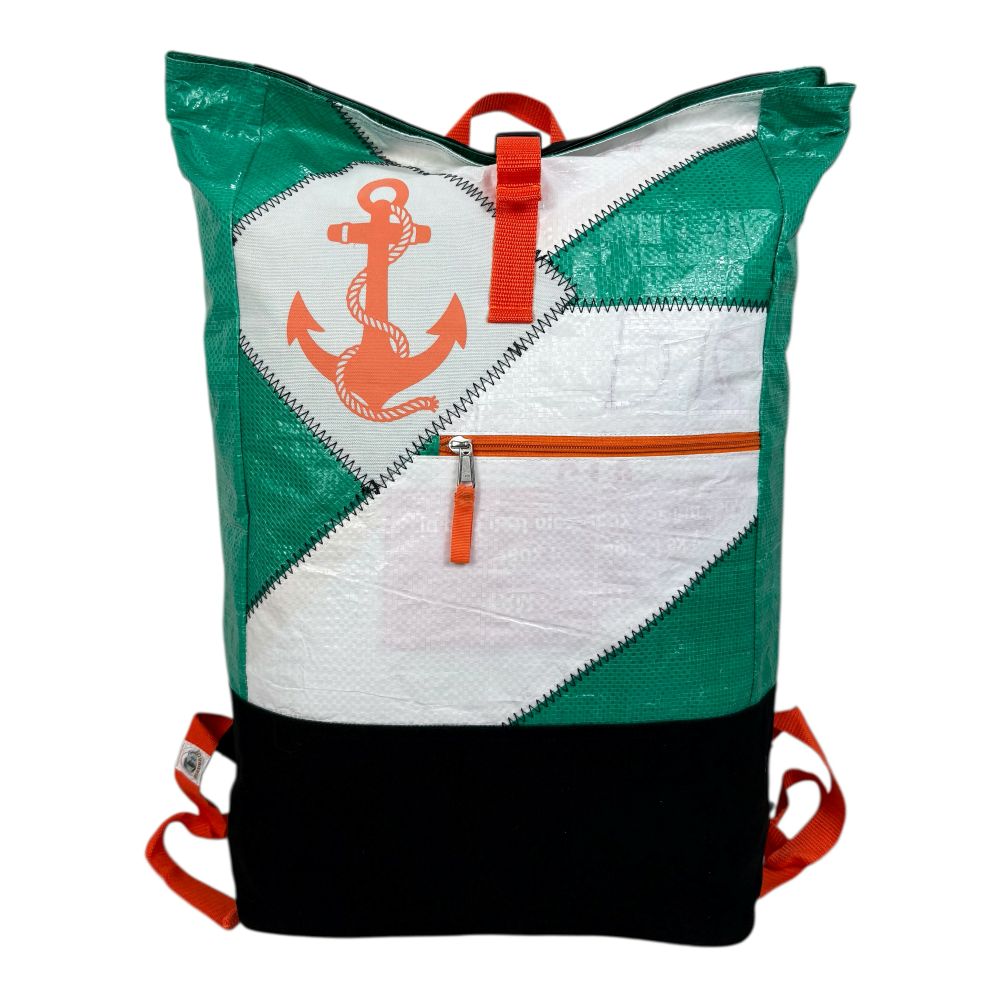 Beadbags Spacy Rucksack Ri104 grün-weiß/Patch orange - Anker weiß – Bild 4