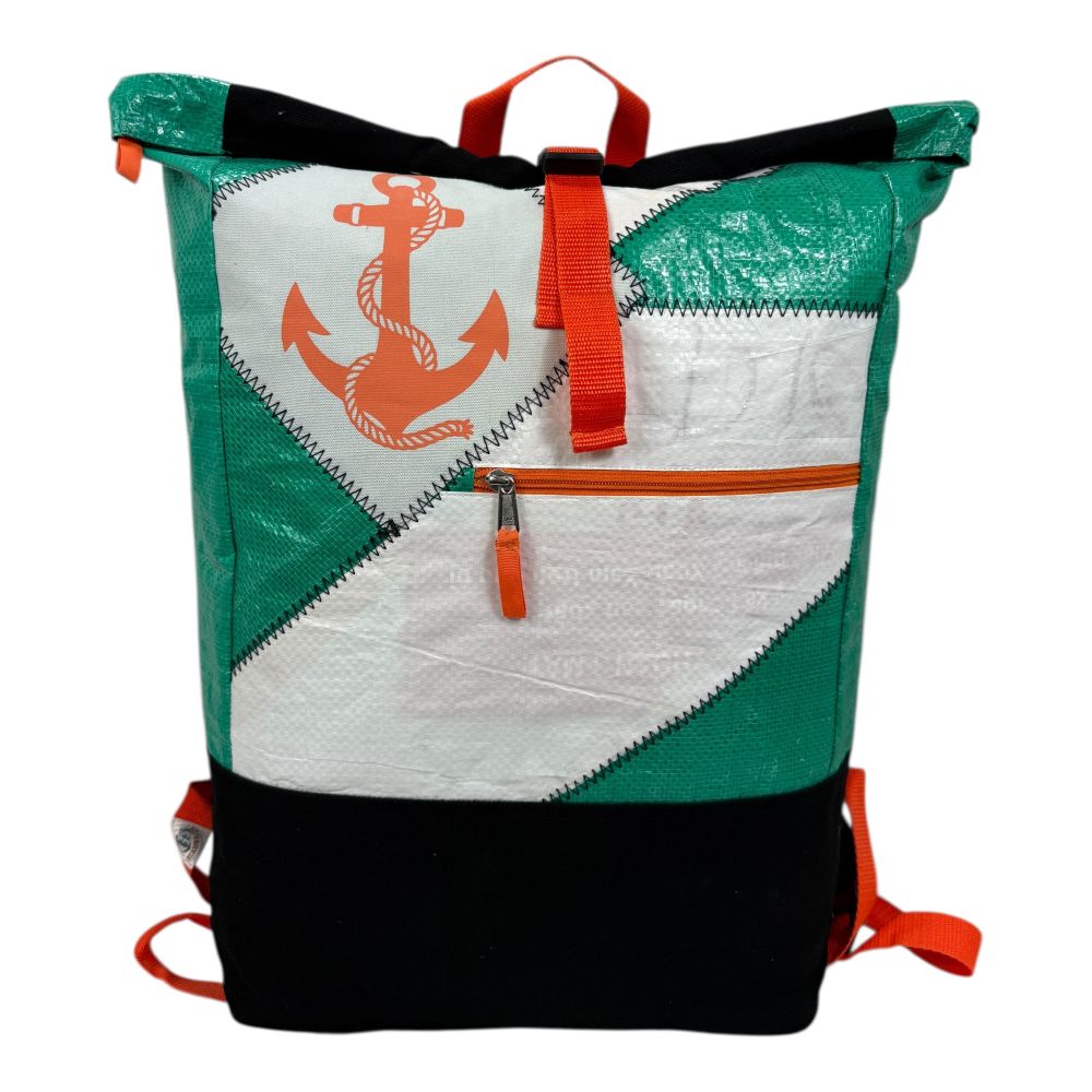 Beadbags Spacy Rucksack Ri104 grün-weiß/Patch orange - Anker weiß – Bild 3