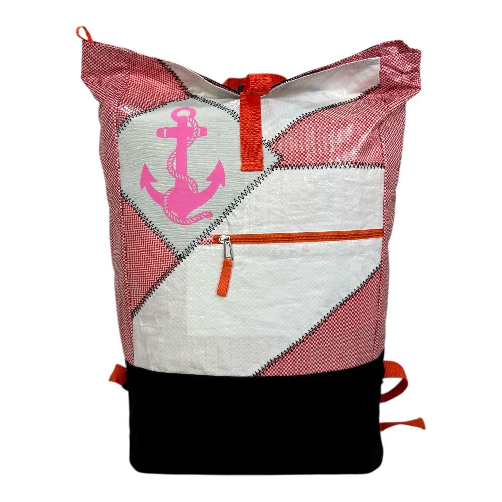 Beadbags Spacy Rucksack Ri104 rosa kariert /Patch weiß - Anker rosa – Bild 4