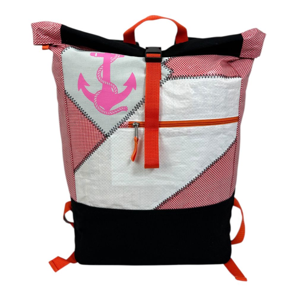 Beadbags Spacy Rucksack Ri104 rosa kariert /Patch weiß - Anker rosa – Bild 3