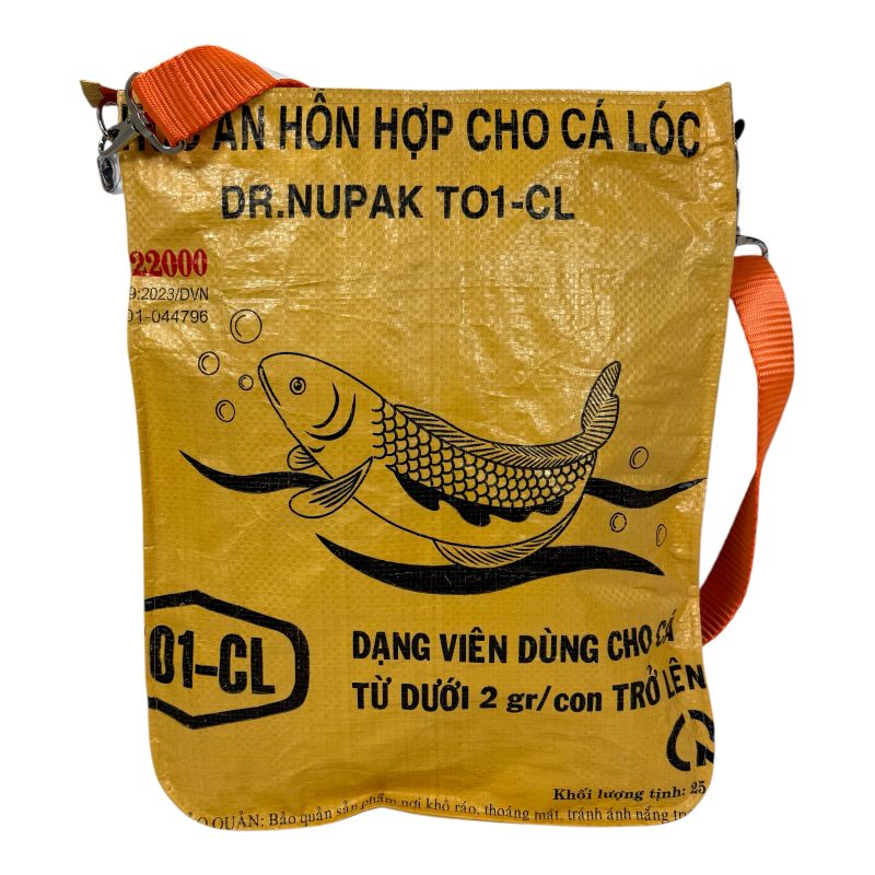 Beadbags Universalumhängetasche TJ77 dunkelgelb mit Fischen