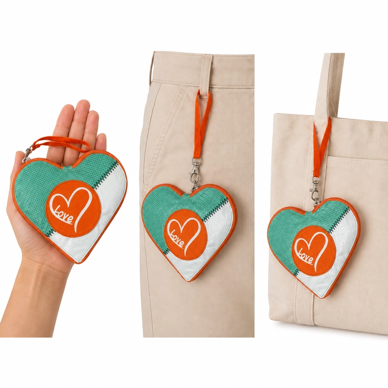 Beadbags HL111 großes Herz mit Love grün-weiß – Bild 5