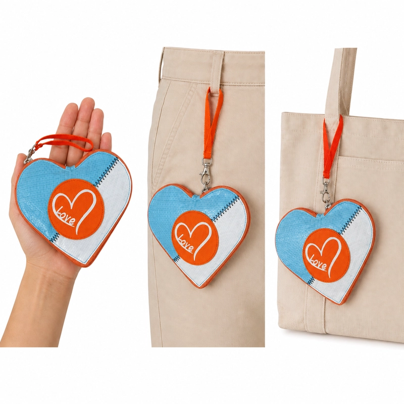Beadbags HL111 großes Herz mit Love blau/weiß – Bild 4