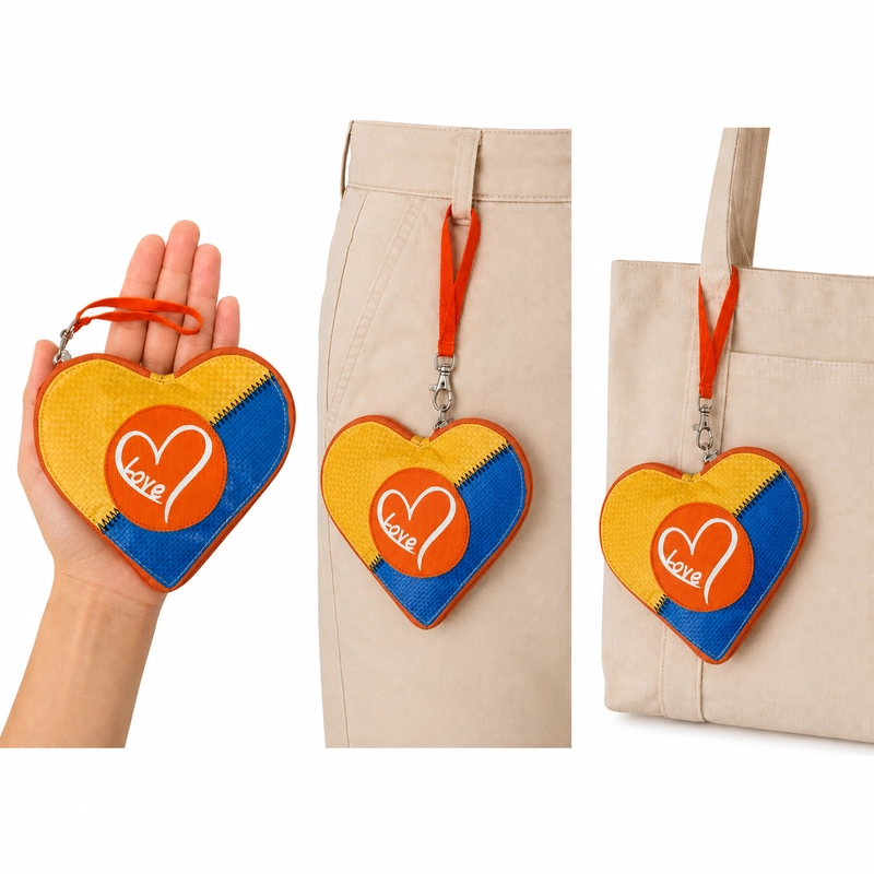 Beadbags HL111 großes Herz mit Love gelb-blau – Bild 3