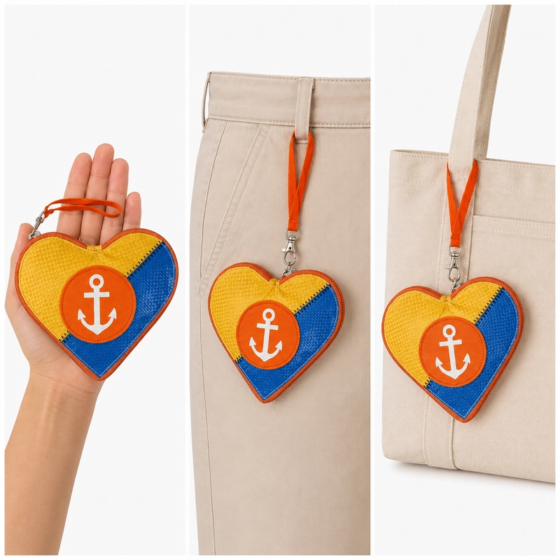 Beadbags HA111 großes Herz mit Anker gelb-blau – Bild 3