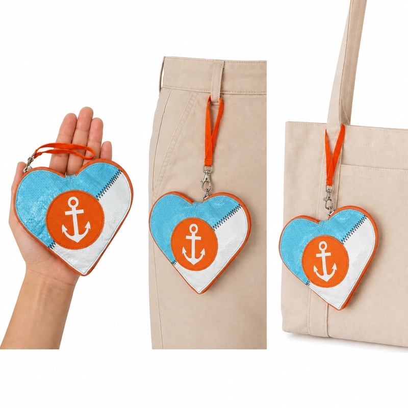 Beadbags HA111 großes Herz mit Anker blau-weiß – Bild 4