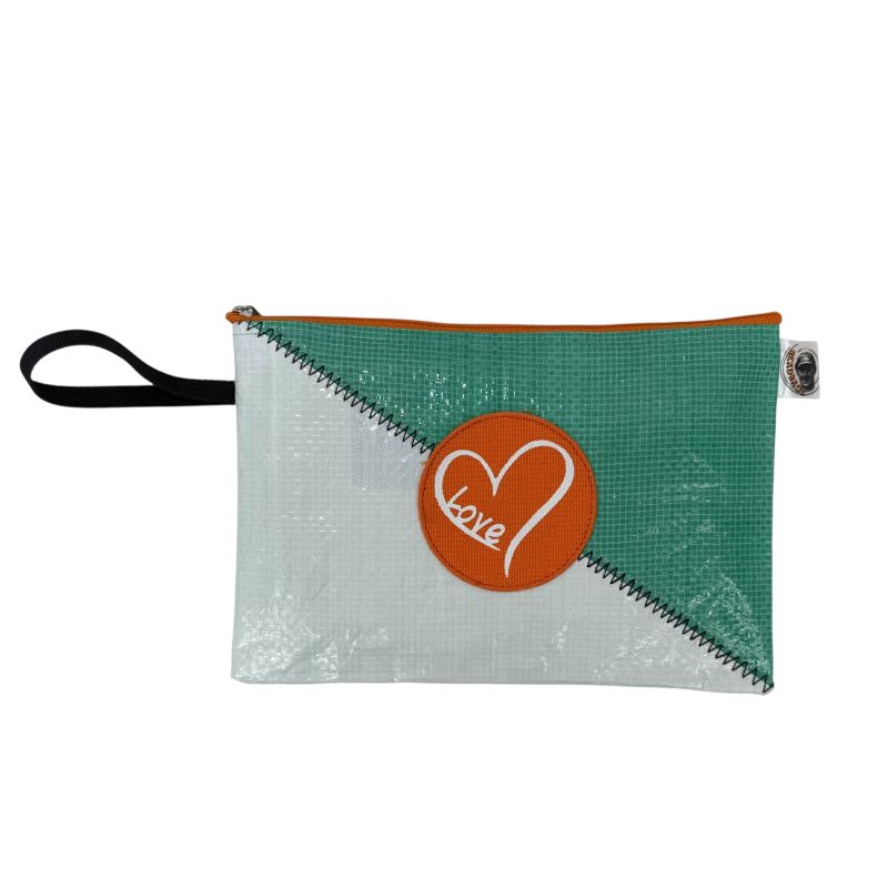 Beadbags Spacy Federmappe/Kosmetikmappe Ri74 Love grün-weiß
