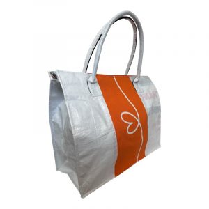 Beadbags Spacy Einfache Einkaufstasche aus recycelten Reissack Ri94 Herz weiß/orange – Bild 2