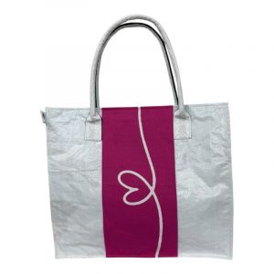 Beadbags Spacy Einfache Einkaufstasche aus recycelten Reissack Ri94 Herz weiß/pink