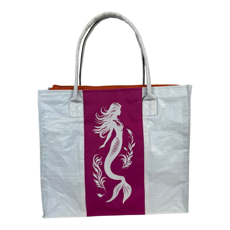 Beadbags Spacy Einfache Einkaufstasche aus recycelten Reissack Ri94 Meerjungfrau weiß/pink