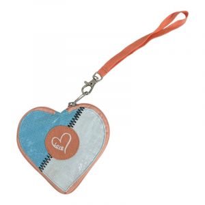 Beadbags HA110 kleines Herz mit Love blau/weiß mit Beiger Patch und beiger Reißverschluss