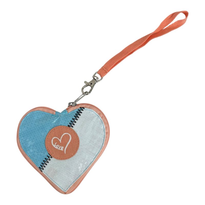 Beadbags HA110 kleines Herz mit Love blau/weiß mit Beiger Patch und beiger Reißverschluss