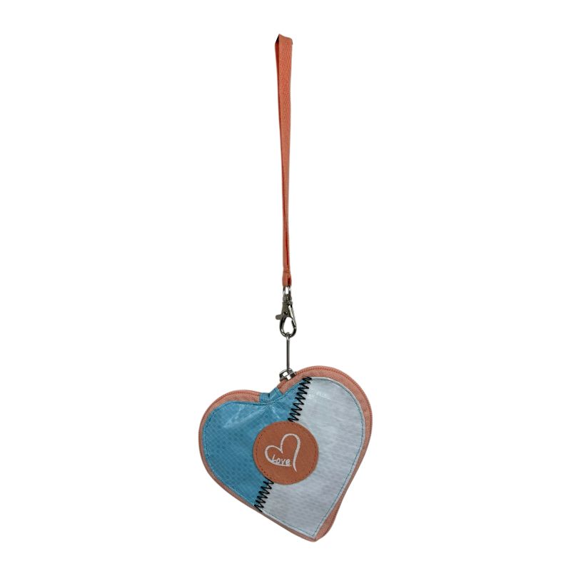 Beadbags HA110 kleines Herz mit Love blau/weiß mit Beiger Patch und beiger Reißverschluss – Bild 3