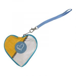Beadbags HA110 kleines Herz mit Love gelb/weiß mit Blauem Patch und blauem Reißverschluss