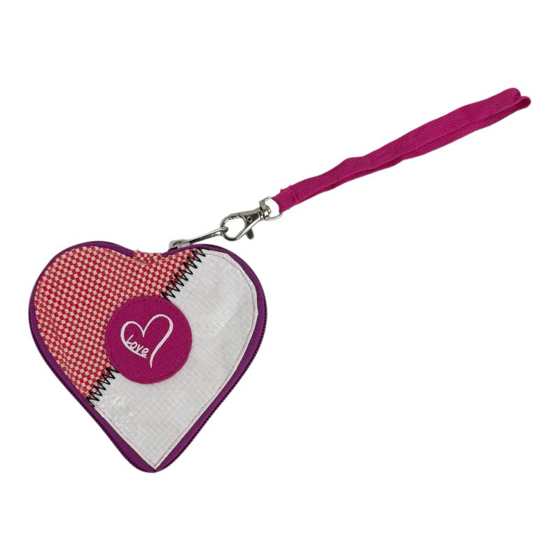 Beadbags HA110 kleines Herz mit Love pink-weiß mit pinken Reißverschluss