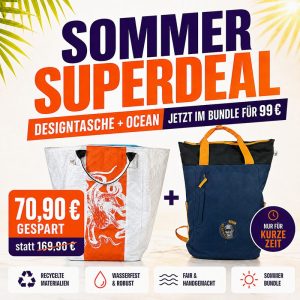 Beadbags Sommer Superdeal – Pazifik Rucksack & Strandtasche Spacy large Pazifik blau